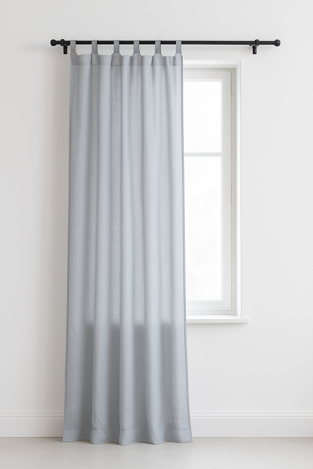 Looped Tab Top 100% Linen Curtain Panel
