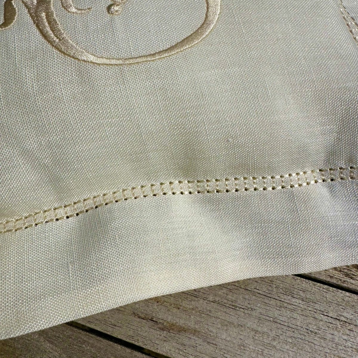 Linen Baby Cushion with Embroidered French Monogram - Linen and Letters