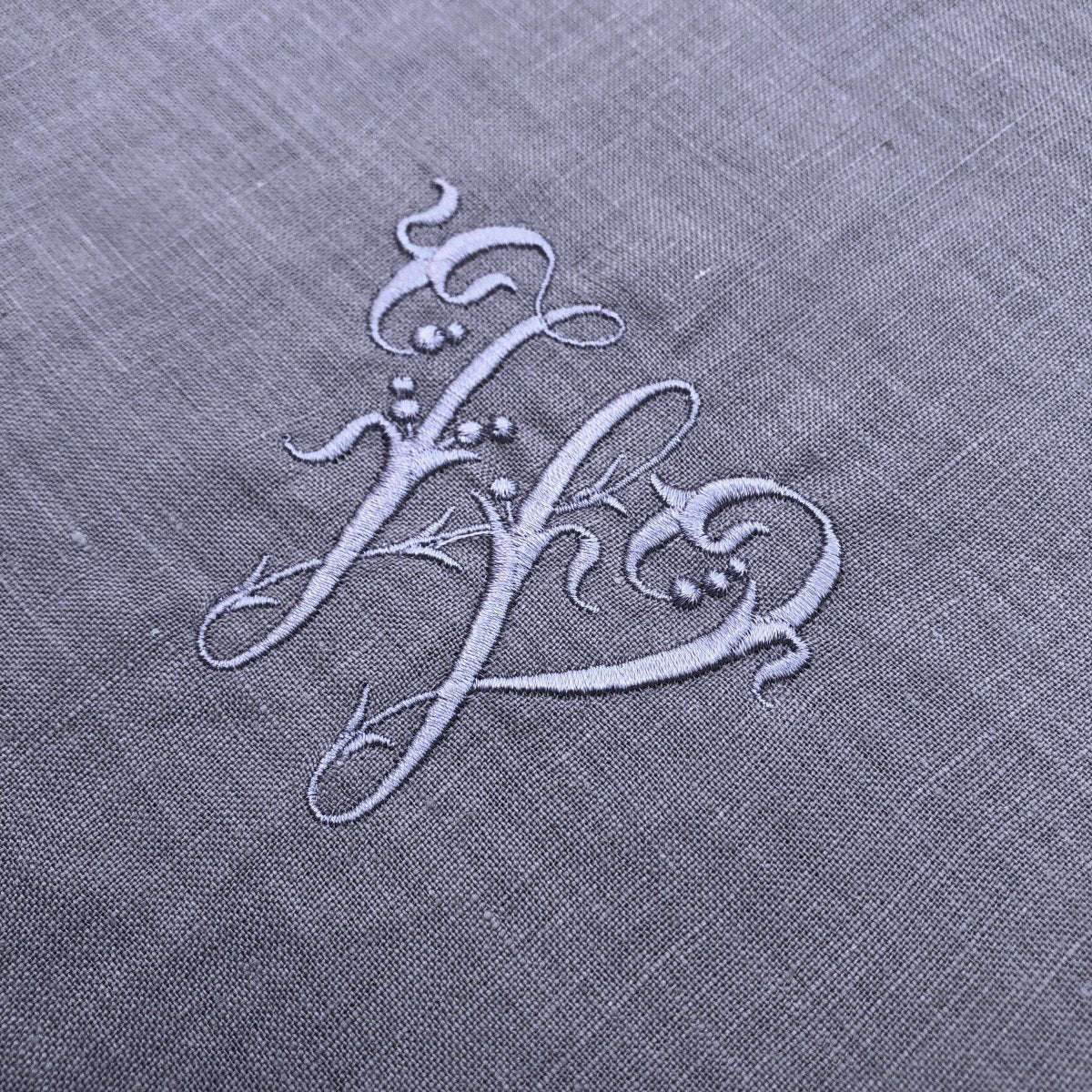 100% Coloured Linen Napkins with Embroidered Silky French Monogram - Linen and Letters