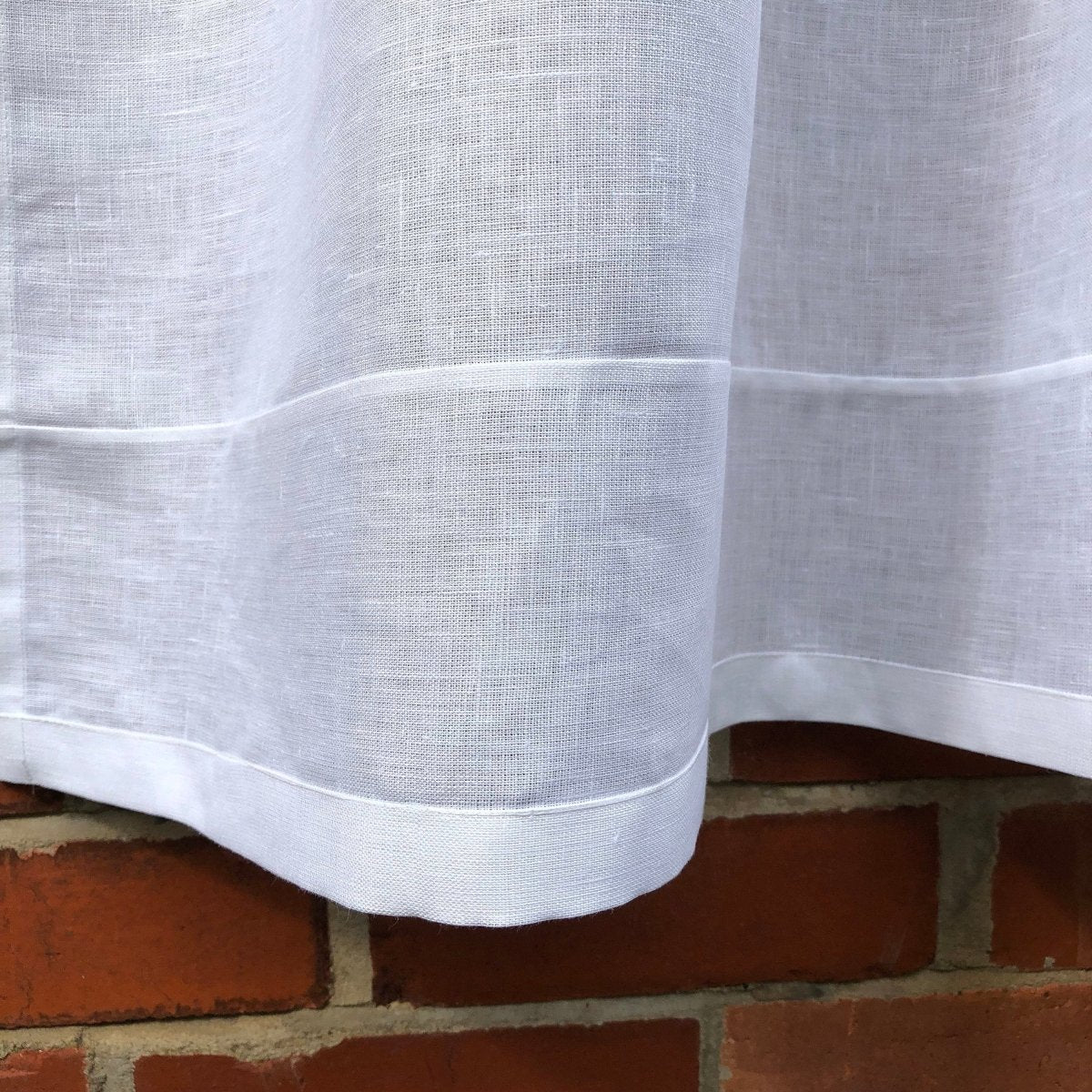 Appleton White Linen Cafe Curtain with embroidered Monogram - Linen and Letters