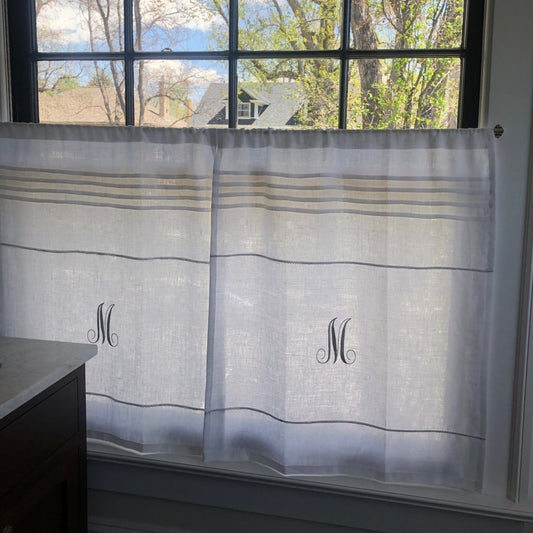 Appleton White Linen Half Curtain - Linen and Letters