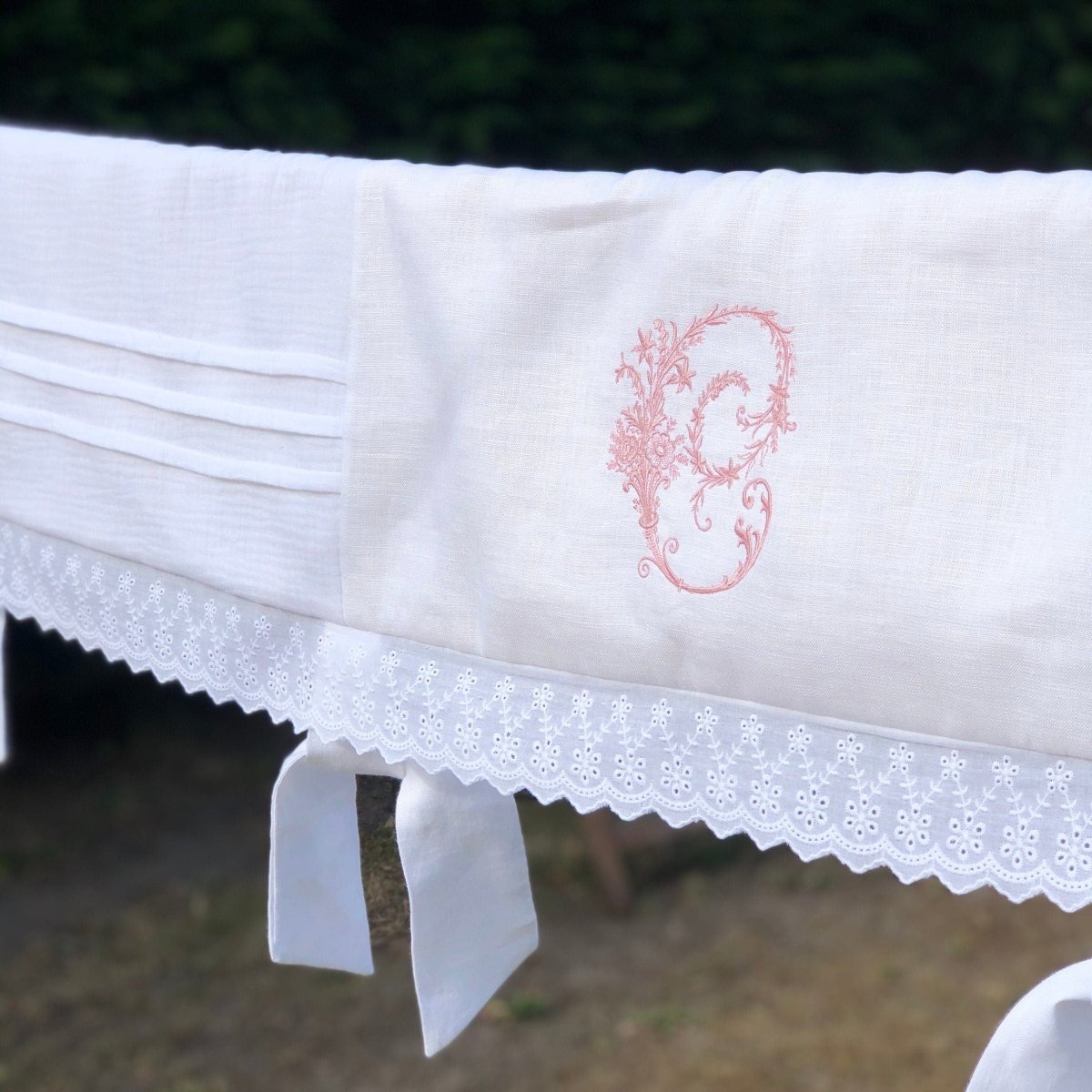 Baby Crib Rail Cover, Personalised Monogram Linen Nursery Bedding - Linen and Letters