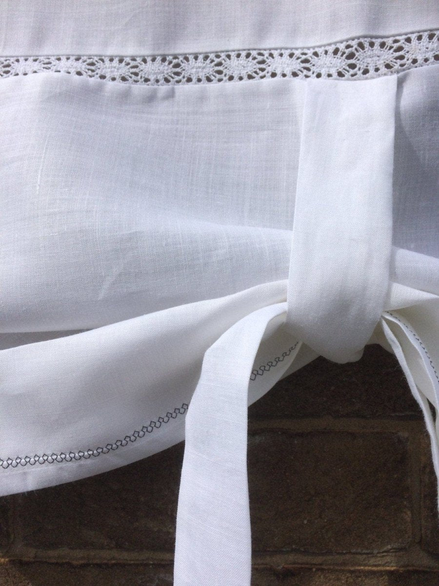 Bewsey Vintage Fleur de Lis Linen Tie Up Curtain - Linen and Letters