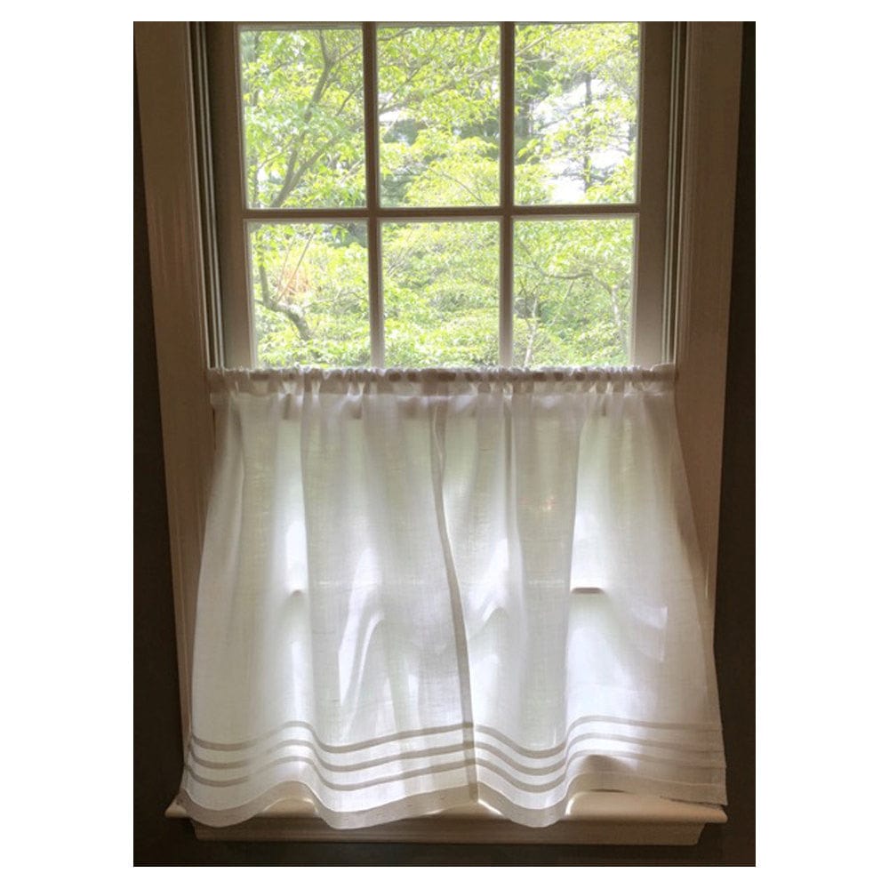 Birchwood Pleated Linen Cafe Half Curtain - Linen and Letters