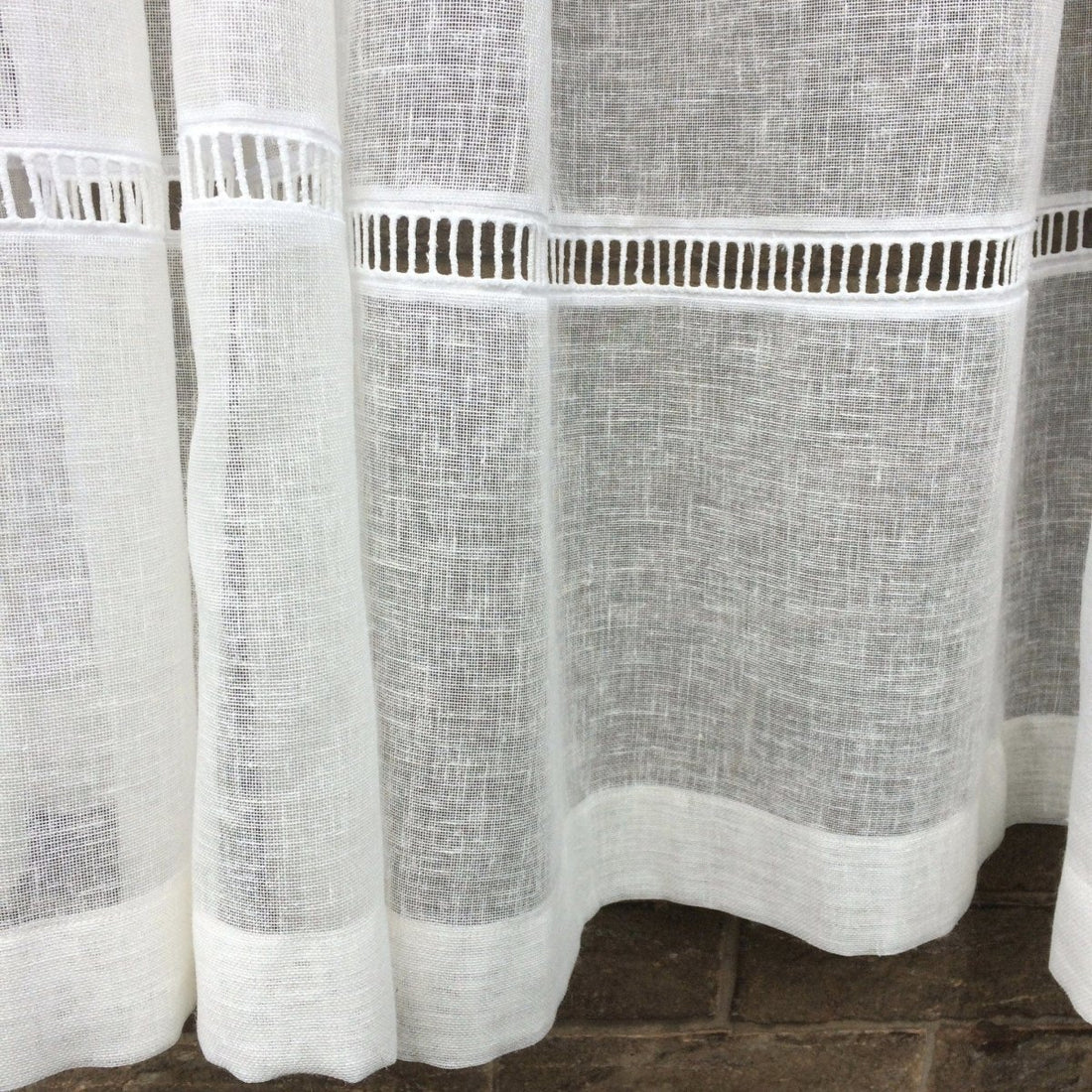 Brindley Sheer Linen Panel with Bottom Ladder Trim – Linen and Letters