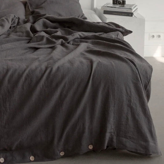 Charcoal Dark Grey 100% Linen Duvet Cover - Linen and Letters