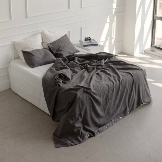 Charcoal Dark Grey 100% Linen Duvet Cover - Linen and Letters