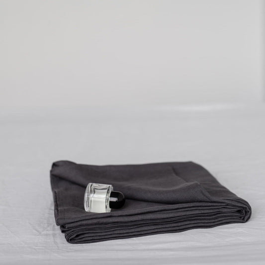 Charcoal Dark Grey Linen Flat Bed Sheet - Linen and Letters