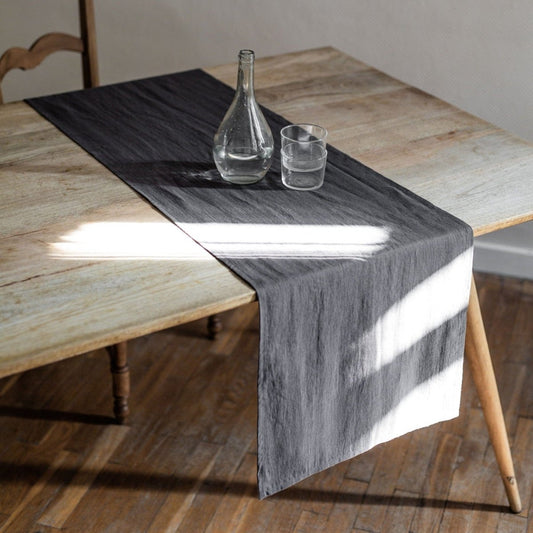 Charcoal Dark Grey Linen Table Runner - Linen and Letters