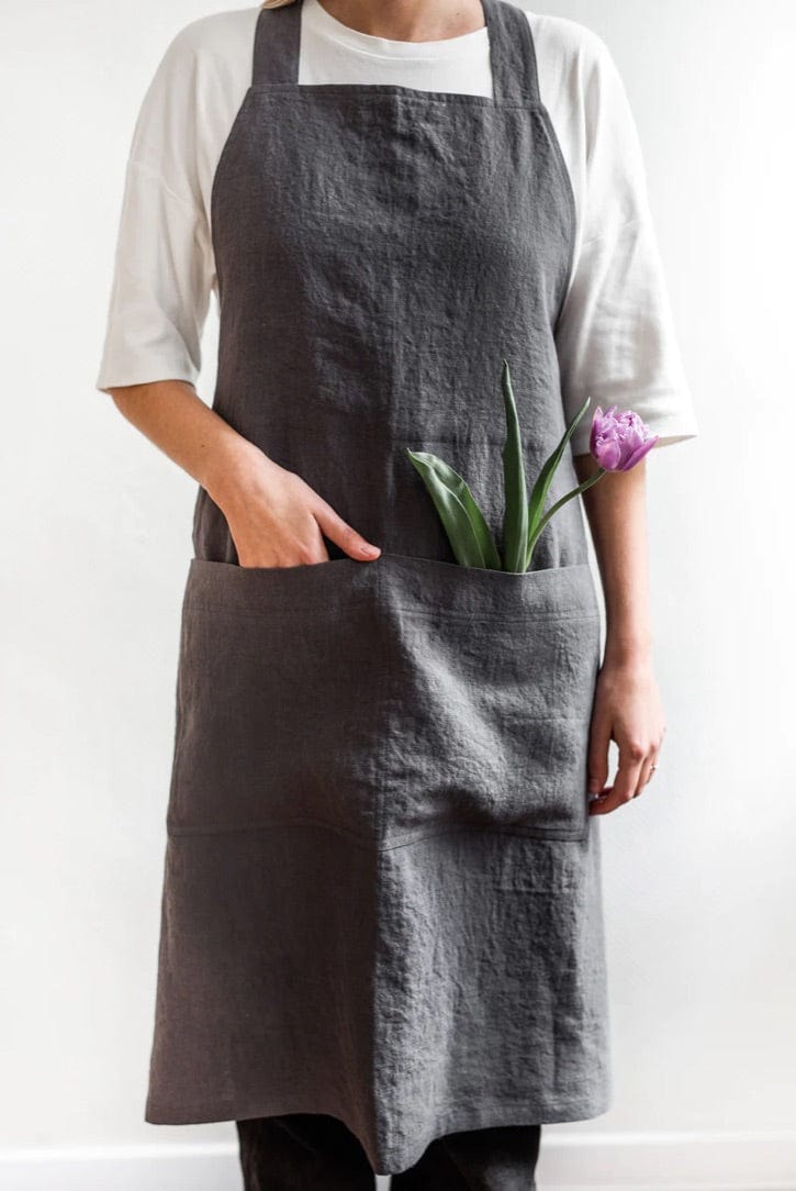 Classic Linen Apron with Ties - Linen and Letters