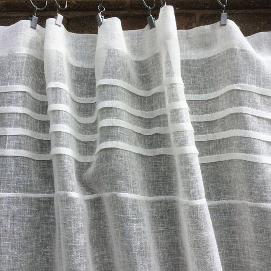 Croft Ivory Sheer Linen Cafe Curtain - Linen and Letters