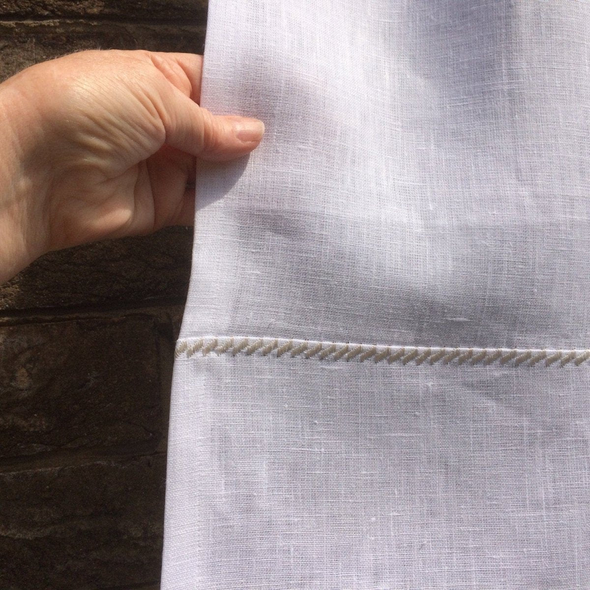 Culcheth White Linen Decorative Bistro Curtain - Linen and Letters
