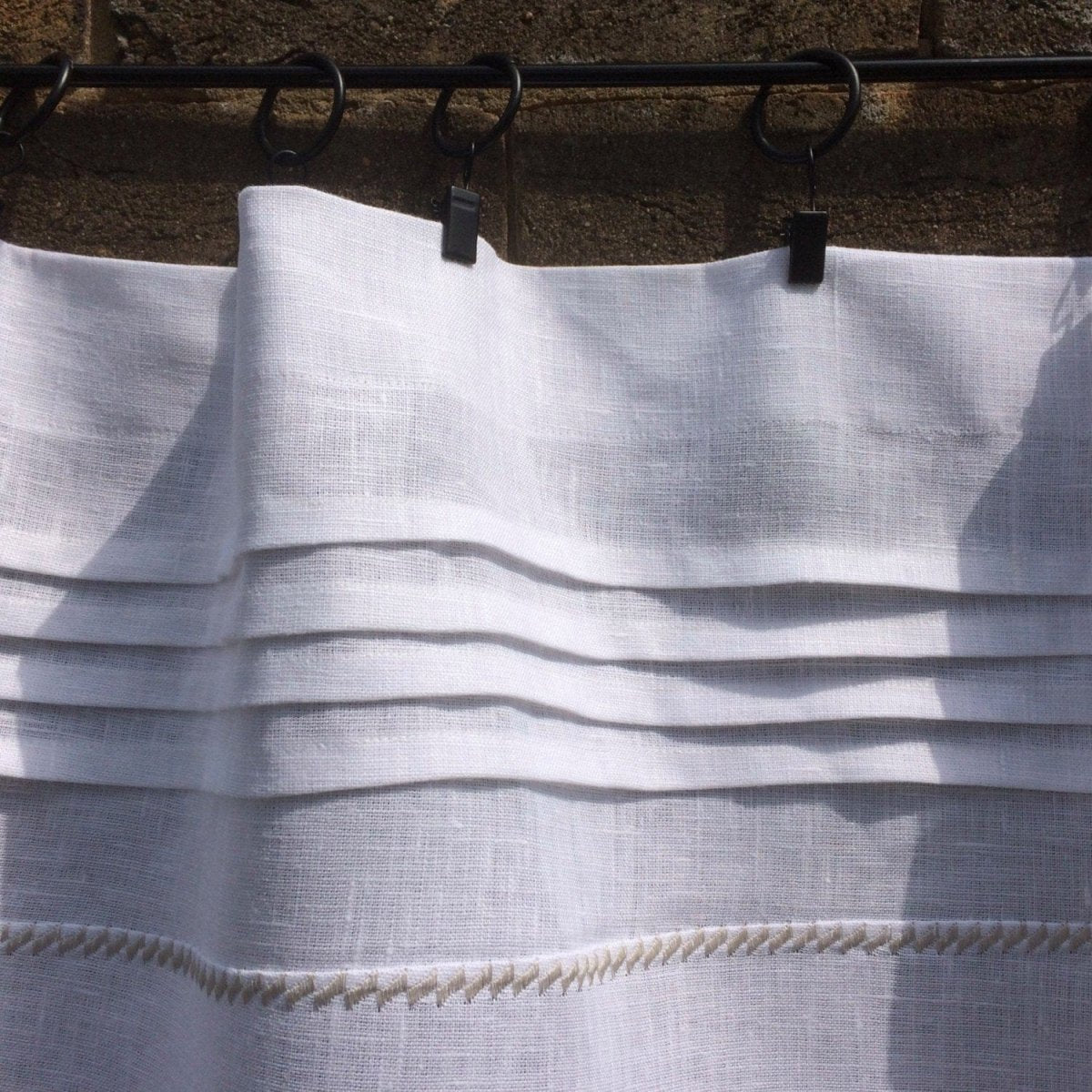 Culcheth White Linen Decorative Bistro Curtain - Linen and Letters