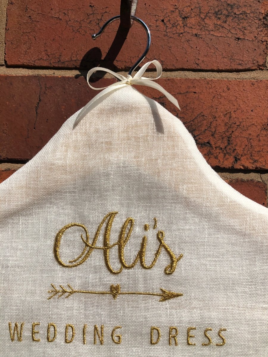 Custom Wedding Dress Covered Hanger - Linen and Letters