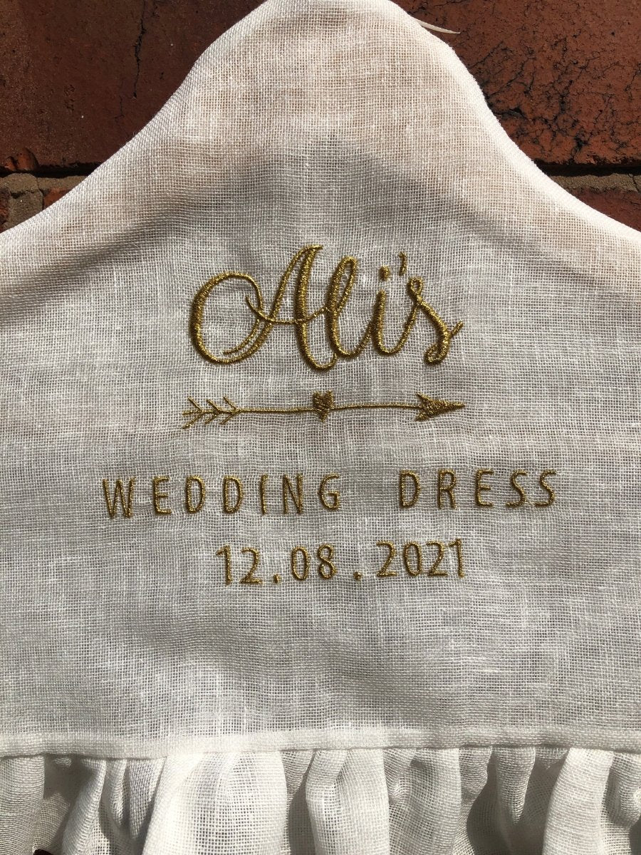 Custom Wedding Dress Covered Hanger - Linen and Letters