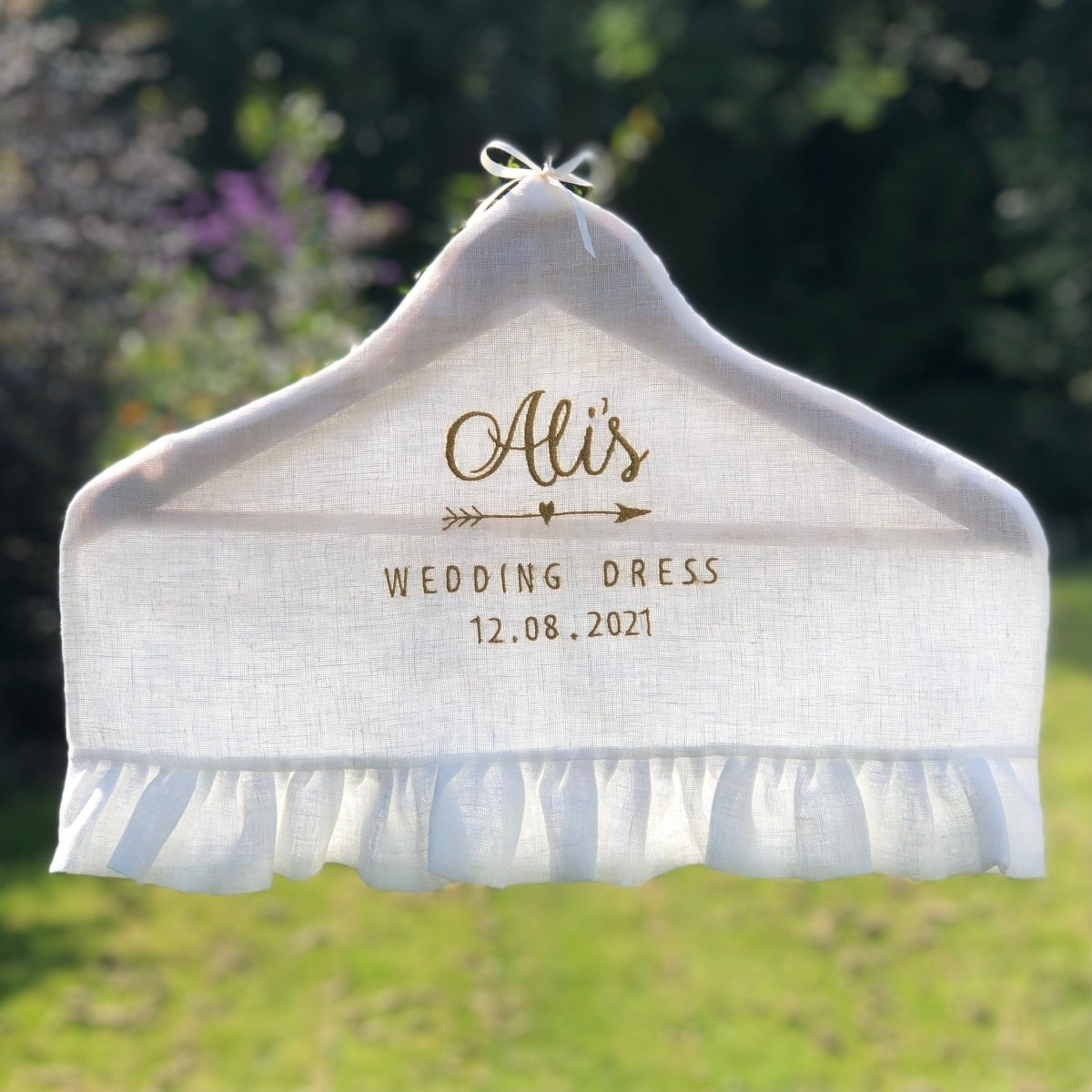 Custom Wedding Dress Covered Hanger - Linen and Letters