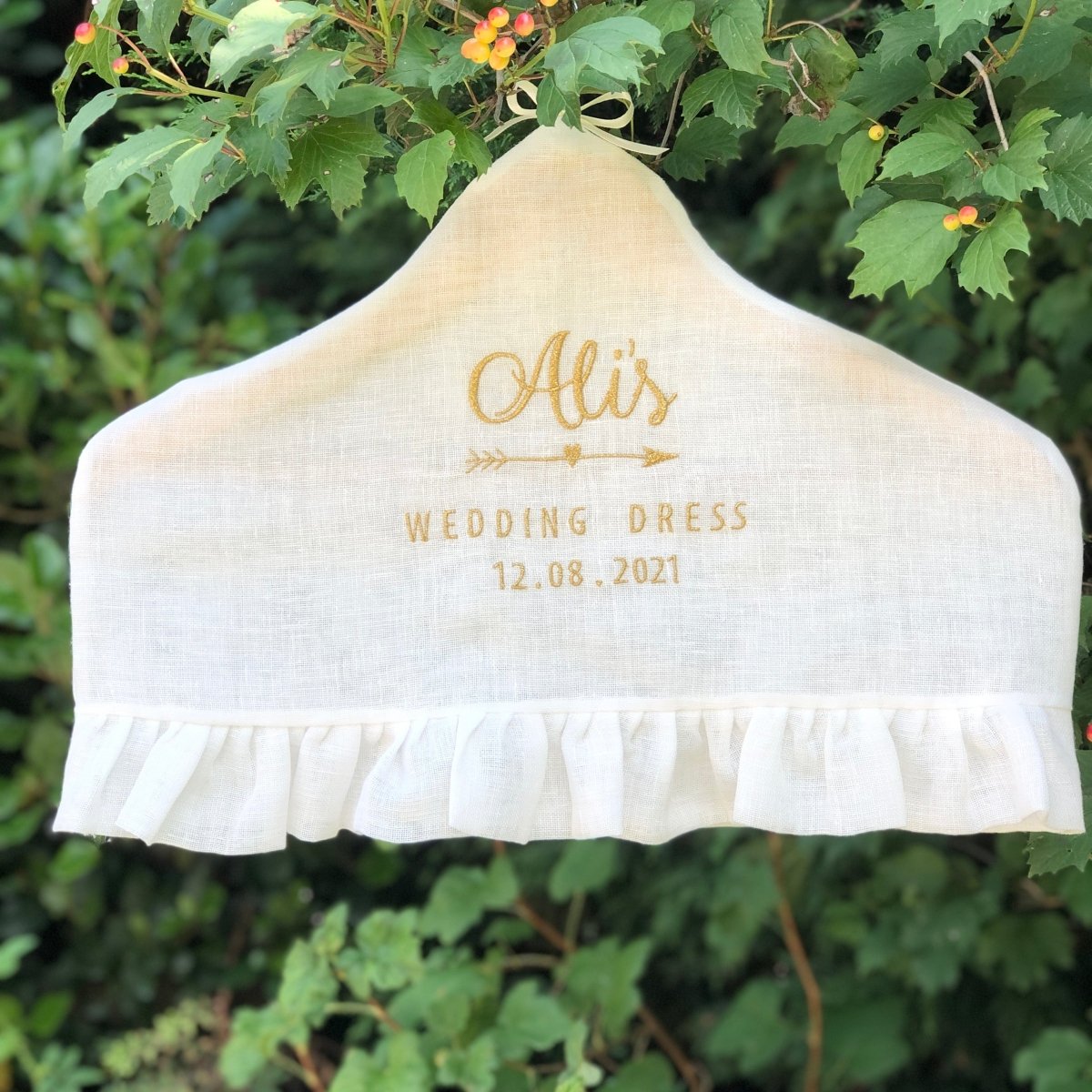 Custom Wedding Dress Covered Hanger - Linen and Letters