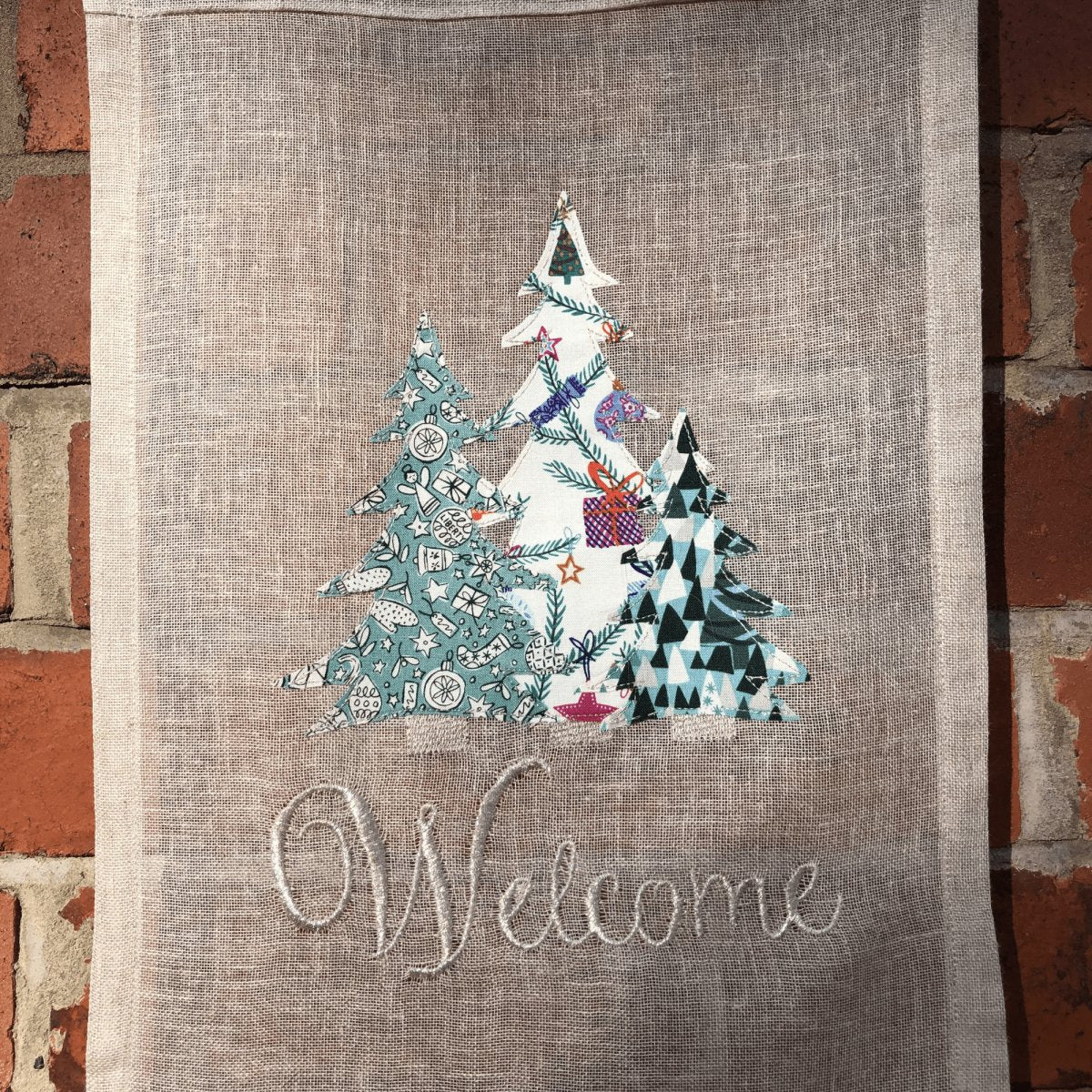 Daresbury Christmas Sheer Linen Front Door Curtain, Sidelight - Linen and Letters