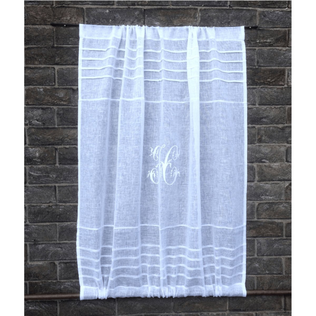 Daresbury Sheer White Linen Door Curtain with double Rod Pockets - Linen and Letters