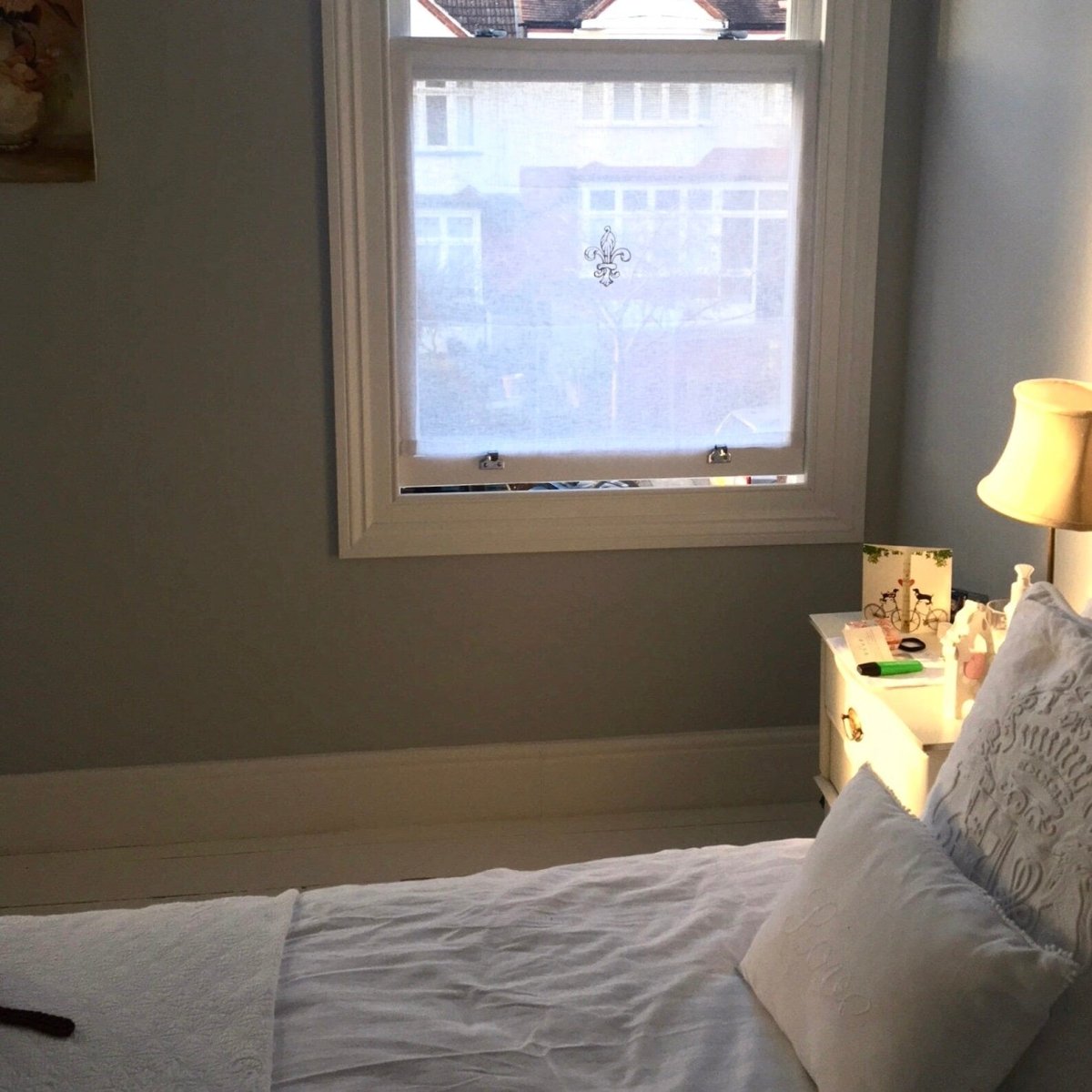 Denton Sheer White Linen Sash Window Door Curtain with Monogram - Linen and Letters
