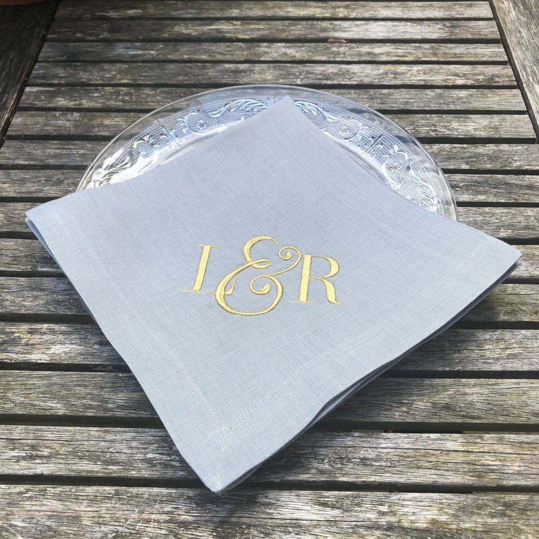 Duo Monogram Linen Napkins Modern Classic Embroidered Monogram – Linen ...