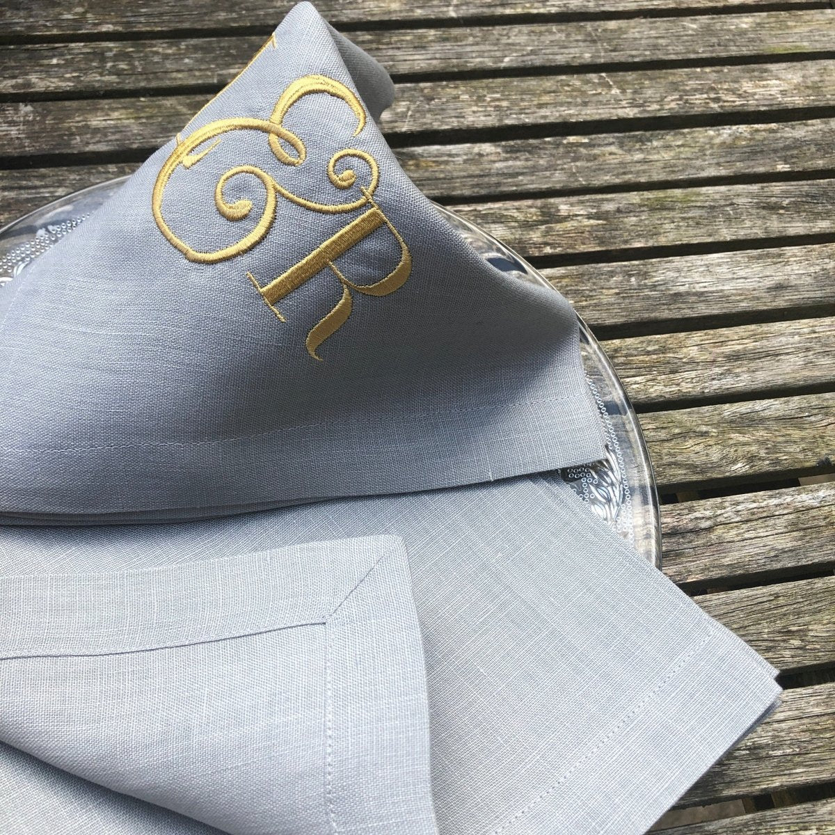 Duo Monogram Linen Napkins Modern Classic Embroidered Monogram – Linen ...