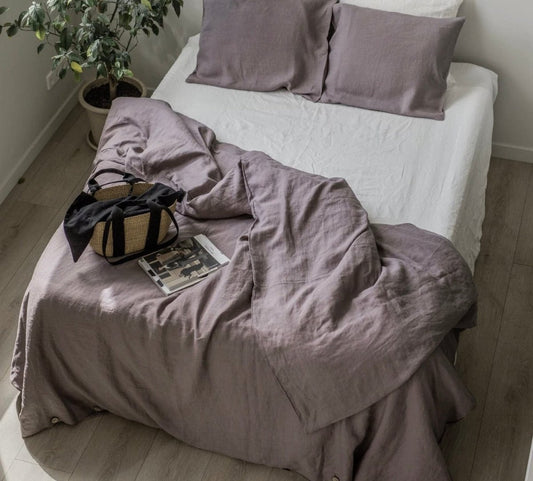 Dusty Lavender 100% Linen Duvet Cover - Linen and Letters