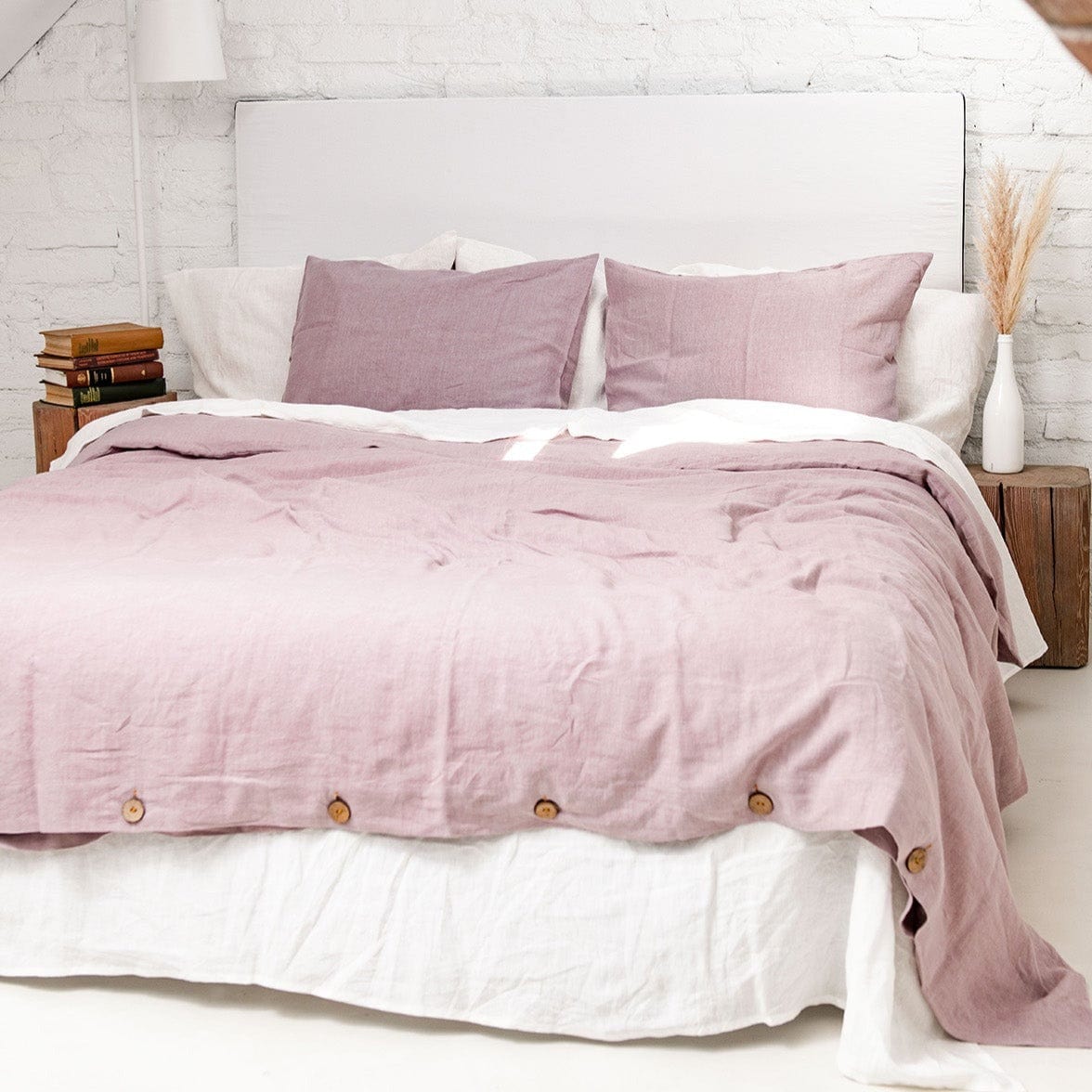 IKEA PUDERVIVA 100% 2024 Linen Duvet Cover Set KING Size. Dark Pink / Dusty Rose