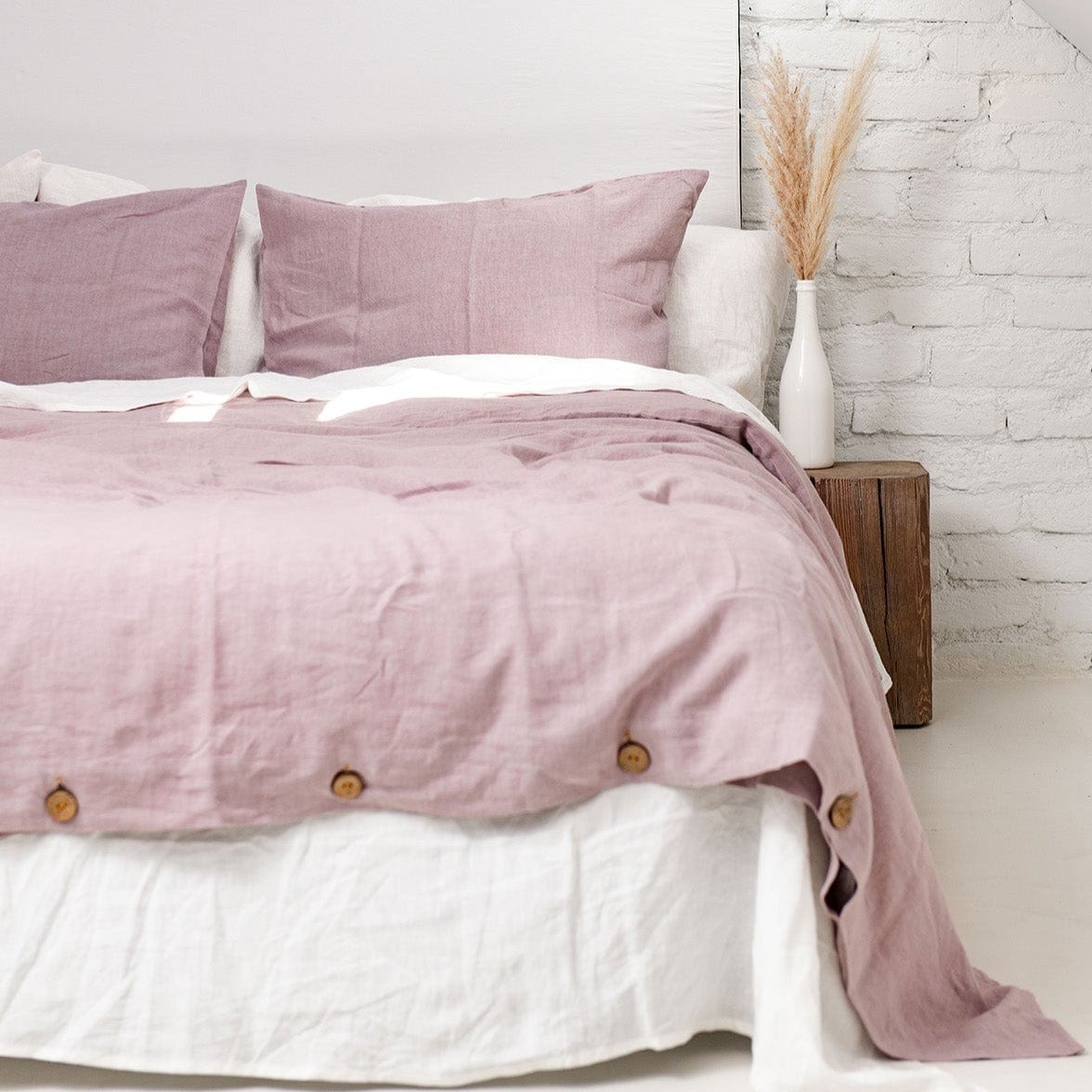 Dusty Rose Pink 100% Linen Bedding Set - Duvet Cover + Pillowcase(s) - Linen and Letters