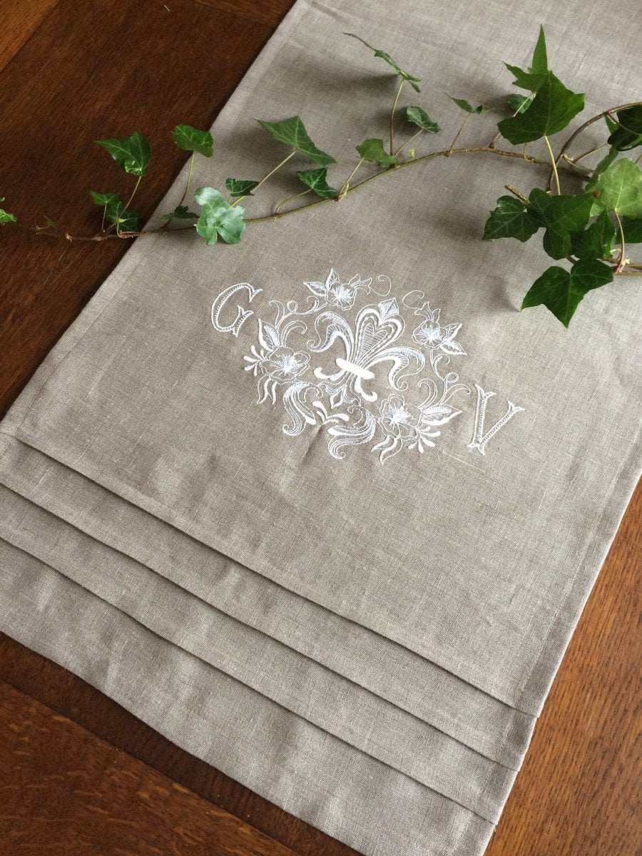 Fleur de Lis Table Runner or Topper - Linen and Letters