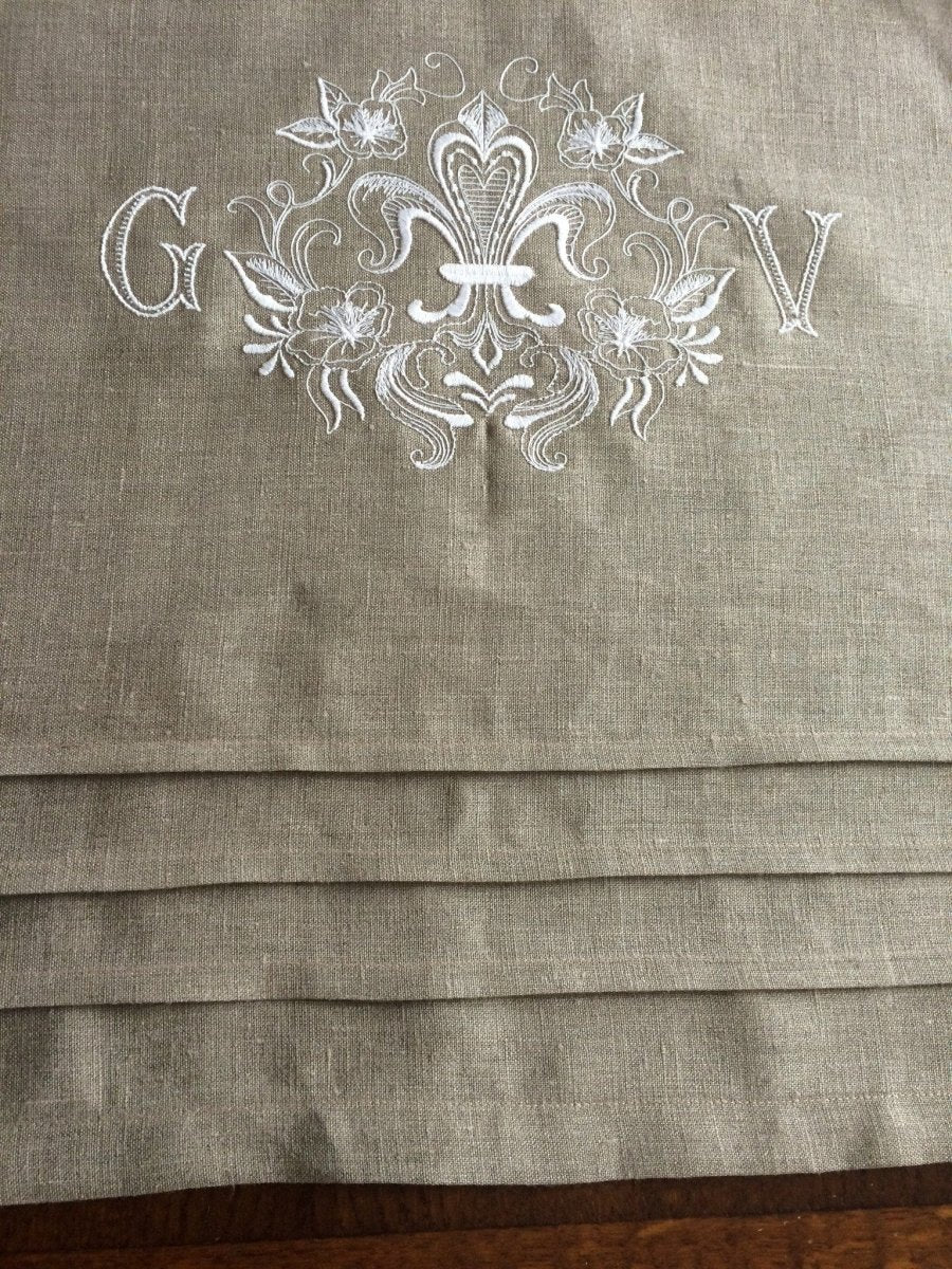 Fleur de Lis Table Runner or Topper - Linen and Letters