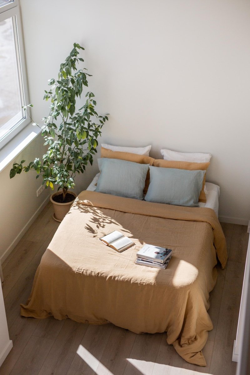 Golden Ochre 100% Linen Bedding Set - Duvet Cover + Pillowcase(s) - Linen and Letters