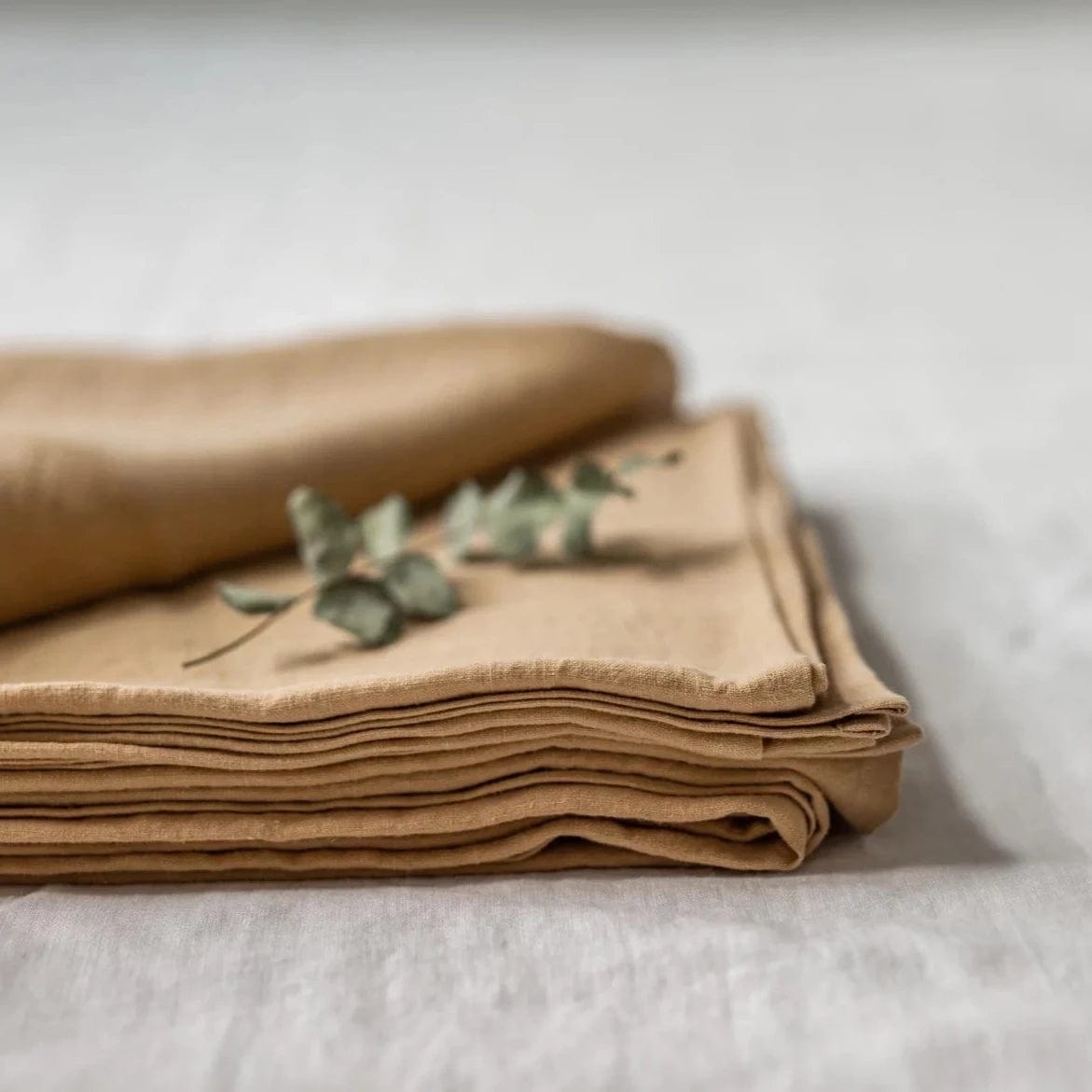 Golden Ochre Linen Flat Bed Sheet - Linen and Letters