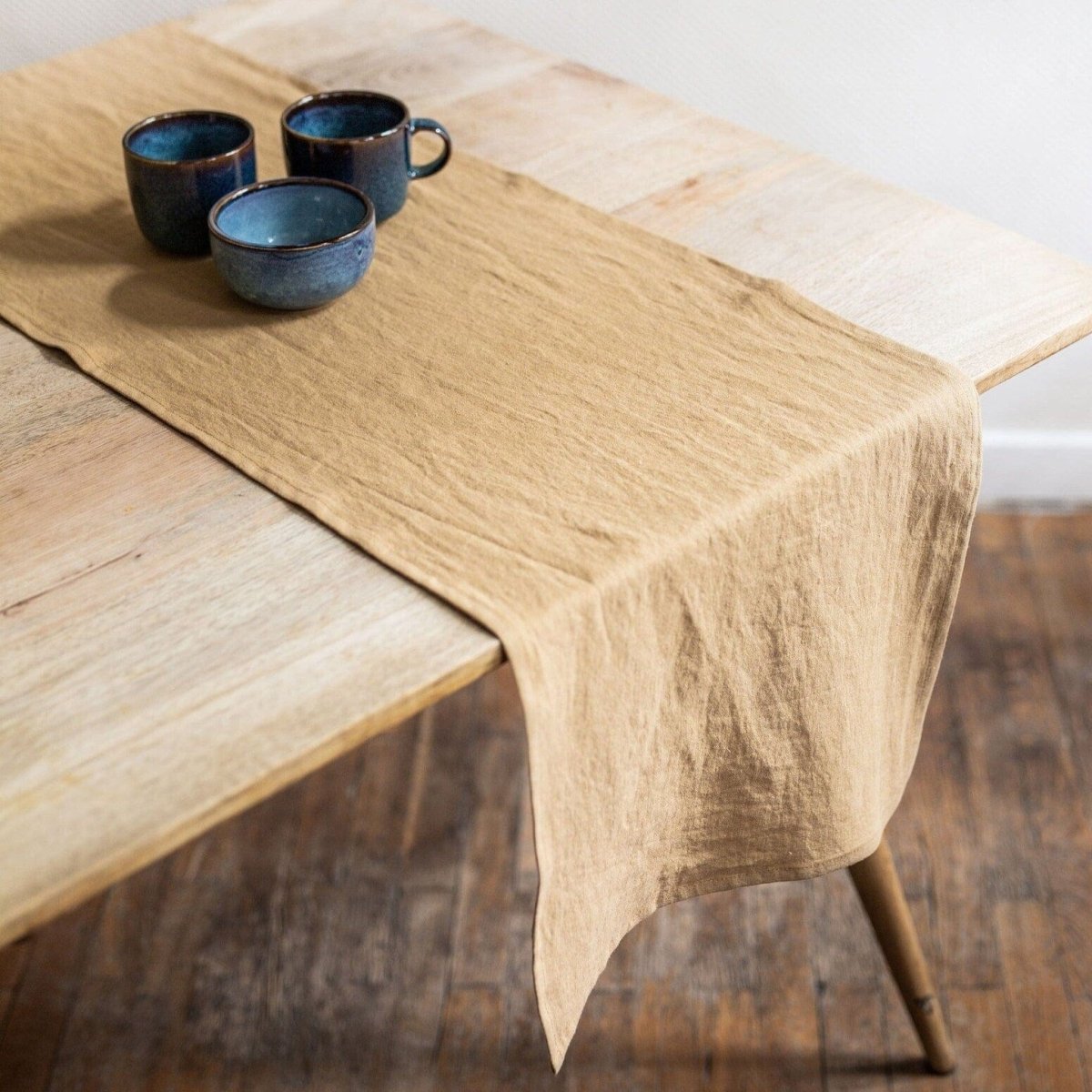 Golden Ochre Linen Table Runner - Linen and Letters