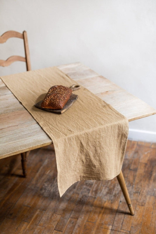 Golden Ochre Linen Table Runner - Linen and Letters