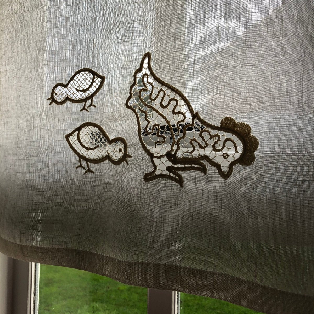 Hen with Chicks Linen Cafe Curtain - Linen and Letters