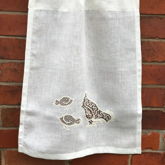 Hen with Chicks Linen Cafe Curtain - Linen and Letters