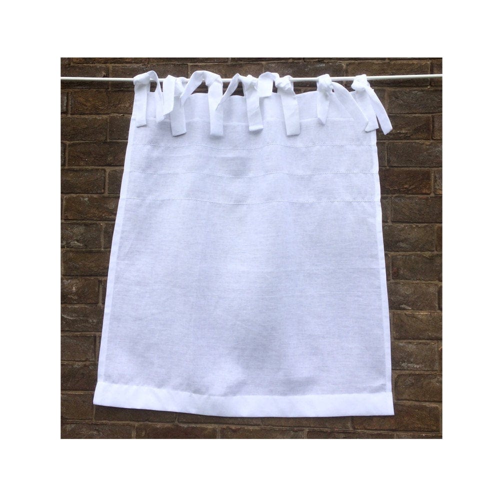 Hoole Linen Cafe Curtain with Hemstitching & Tie Tops - Linen and Letters