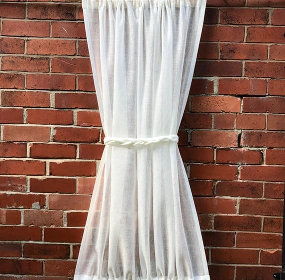 Ivory Sheer Linen Door Panel with Rope Tie - Linen and Letters