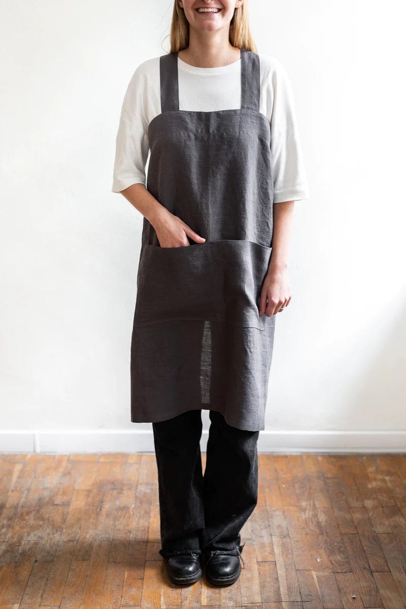 Japanese Cross Linen Apron - Linen and Letters