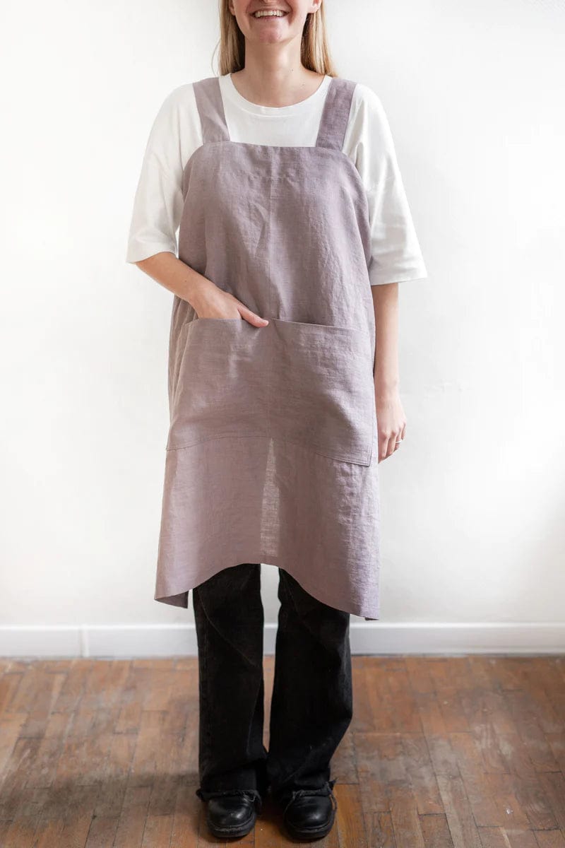 Japanese Cross Linen Apron - Linen and Letters