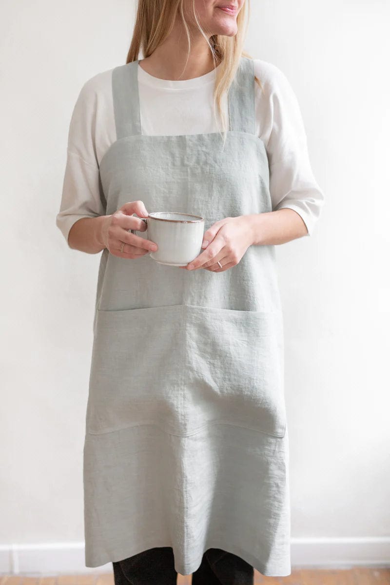 Japanese Cross Linen Apron - Linen and Letters