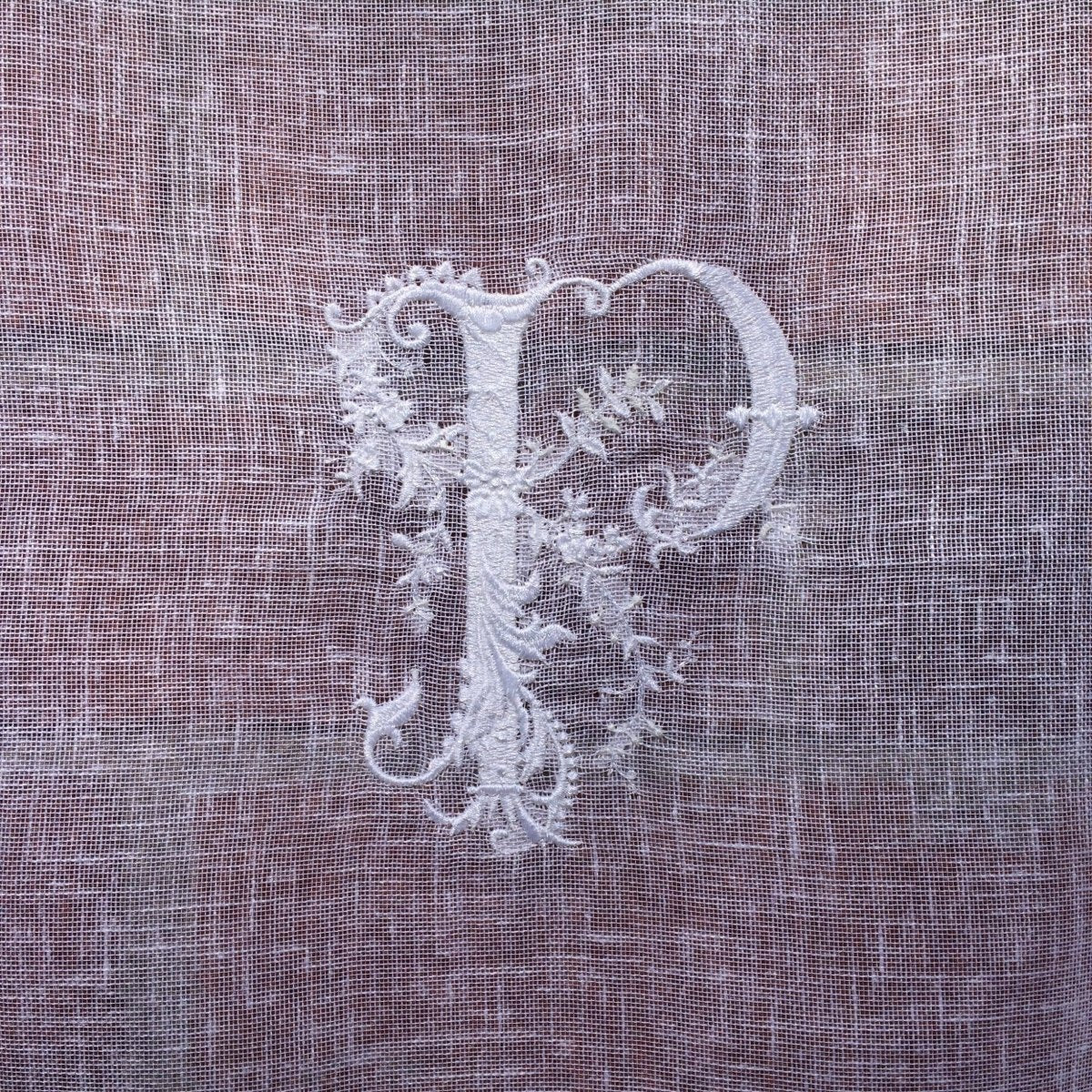 Langley Long Voile Linen Door Panel with Monogram - Linen and Letters