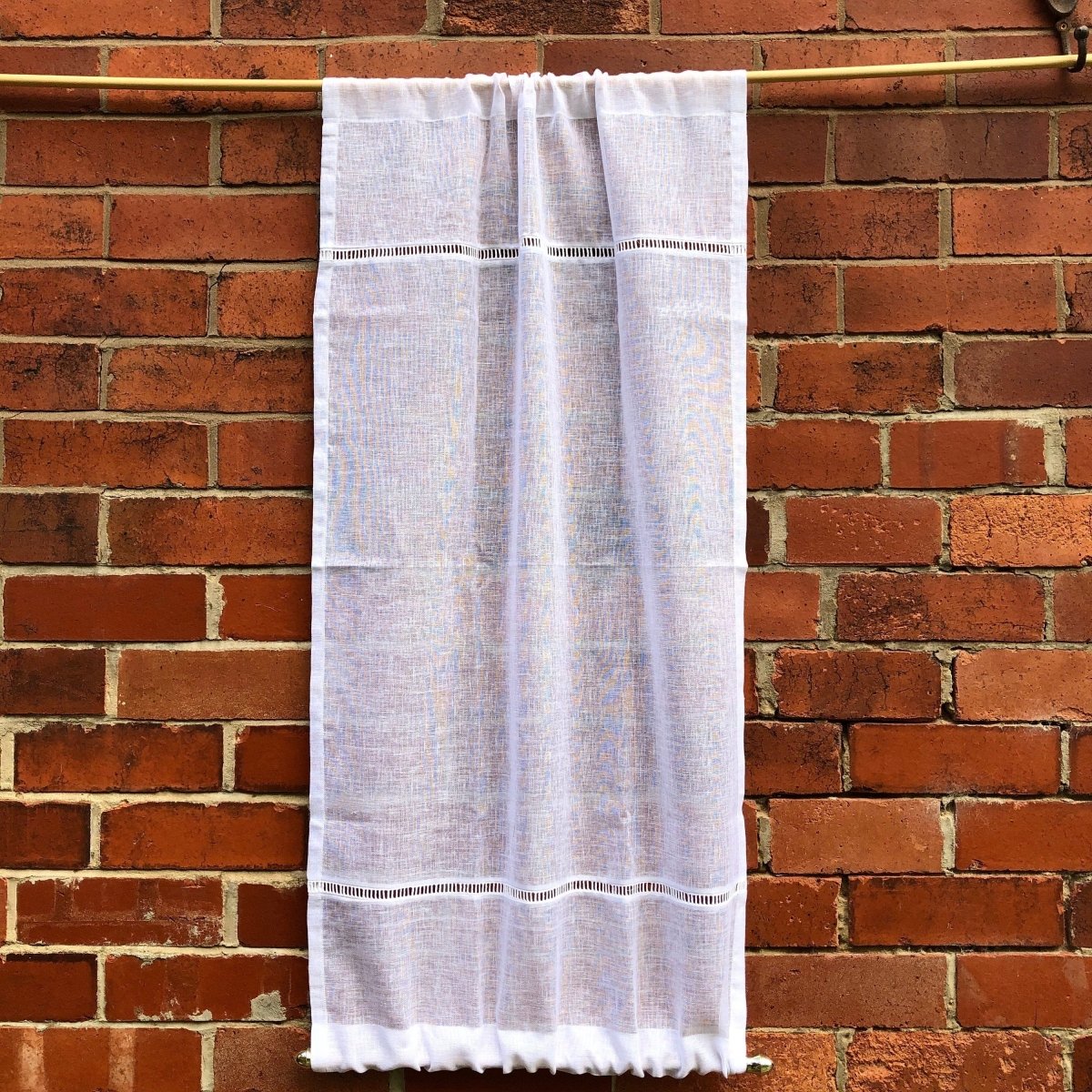 Latchford Long Sheer White Linen Ladder Window Panel - Linen and Letters