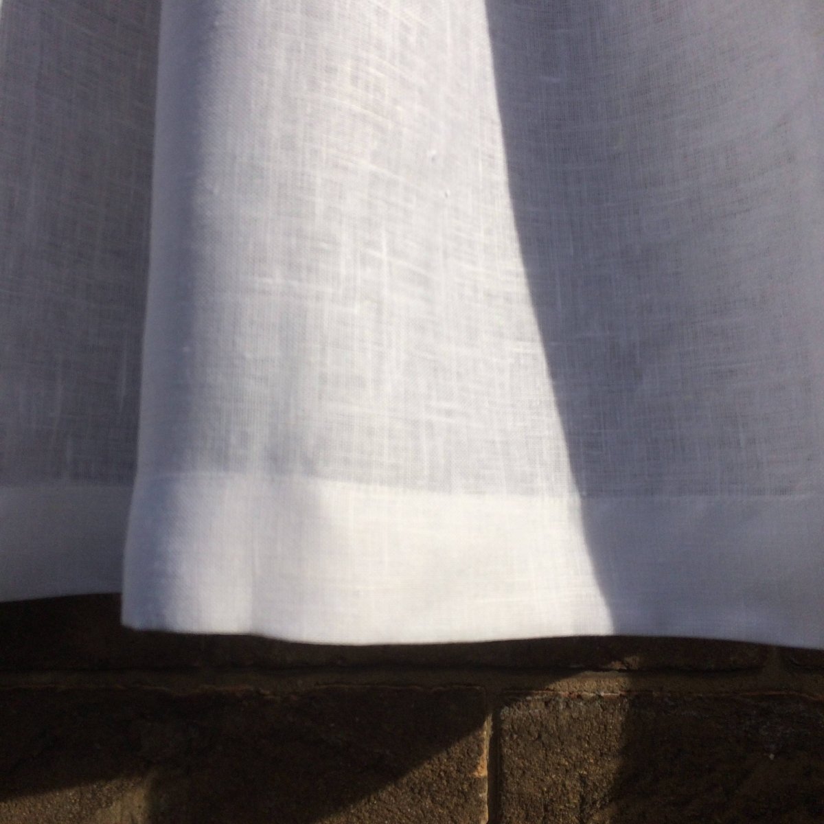 Leigh 100% White Linen Looped Tabs Curtain Panel - Linen and Letters