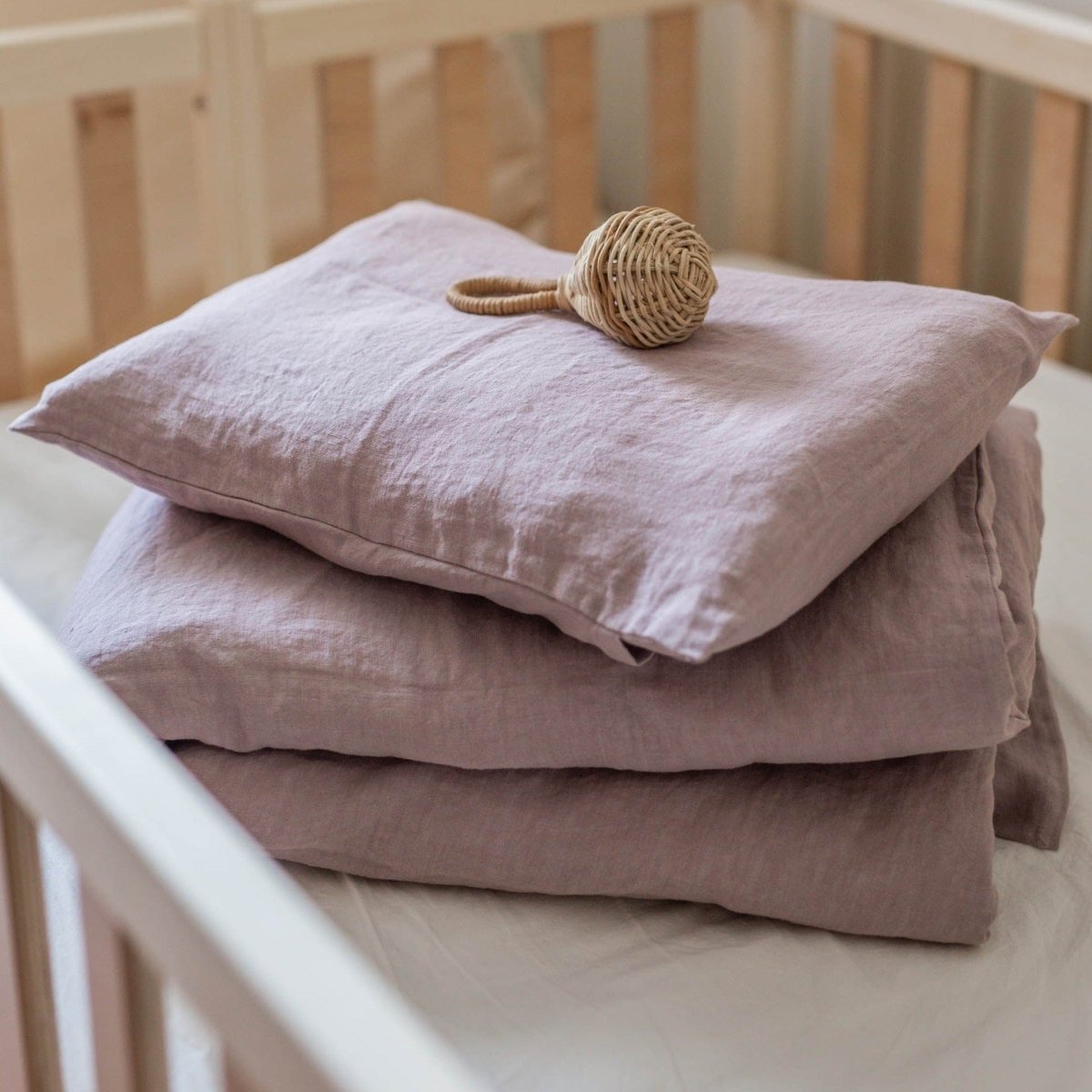 Linen Baby Bedding Set- Duvet Cover and Pillowcase - Linen and Letters