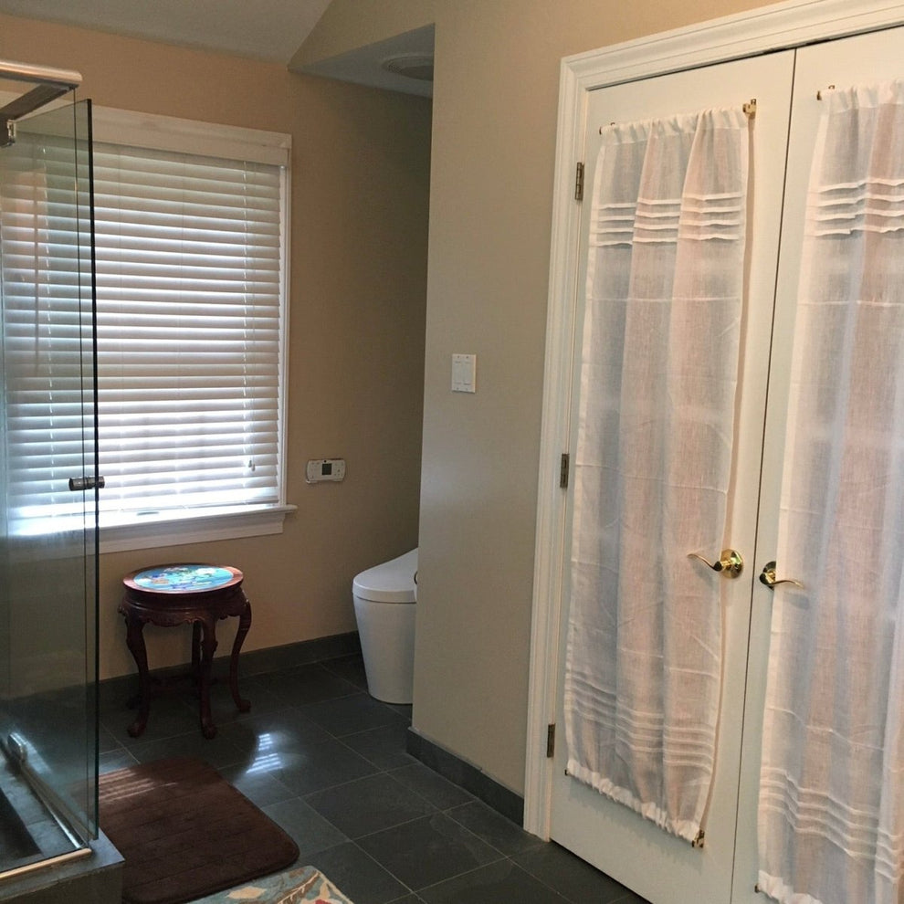 Linen Door Panel with embroidered Monogram Linen and Letters