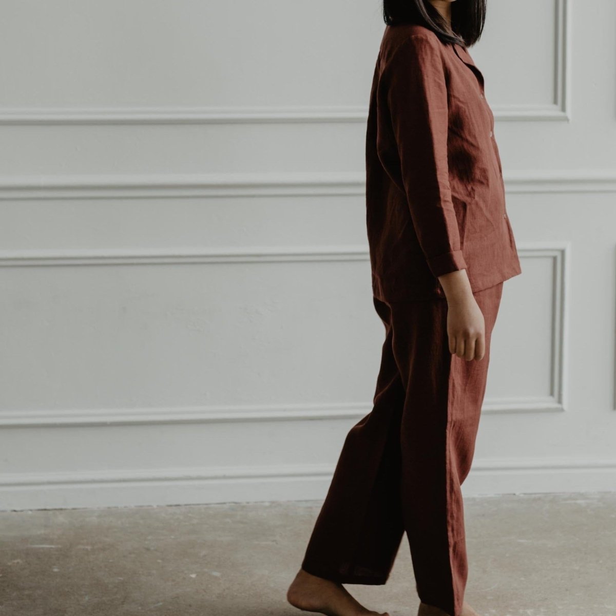 Linen long sleeve Women's Pyjamas- LUNA - Linen and Letters