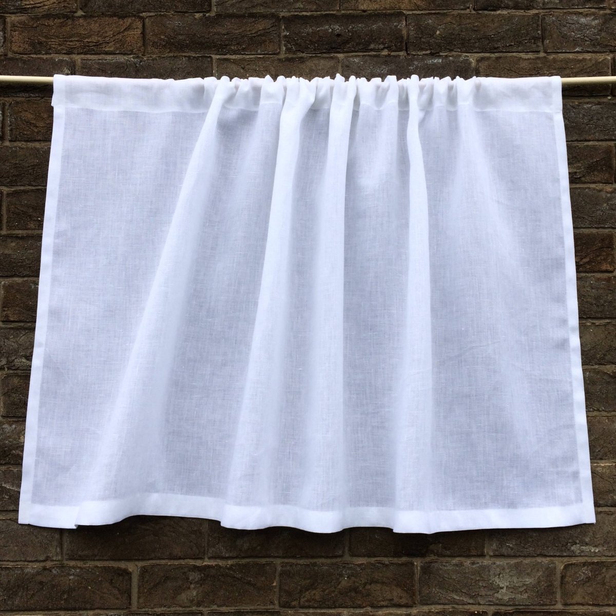 Linen Sankey Window Panel or Door Panel with Double Rod Pockets - Linen and Letters