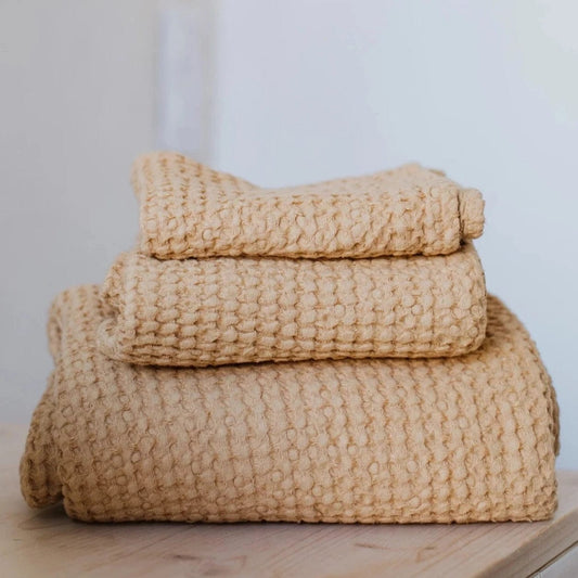 Linen Waffle Bathroom Towels x 3 Set - Linen and Letters